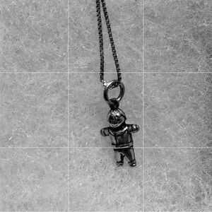 Sterling Silver 20” Small Box Chain and Silver Boy/Son Pendant/Charm